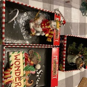 Set of 3 Mary Engelbreit Christmas Ornaments with a Mouse theme